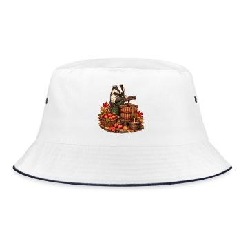 Dachs an der Apfelpresse - Bucket Hat - Weiß/Navy - Vorne