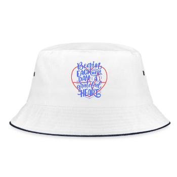 Herz - Bucket Hat - Weiß/Navy - Vorne