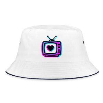 Pink TV Herz Glitch Icon - Bucket Hat - Weiß/Navy - Vorne