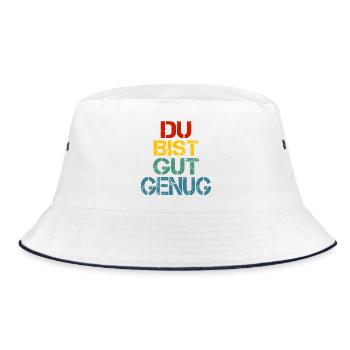 Du Bist Gut Genug Retro Bunt - Bucket Hat - Weiß/Navy - Vorne