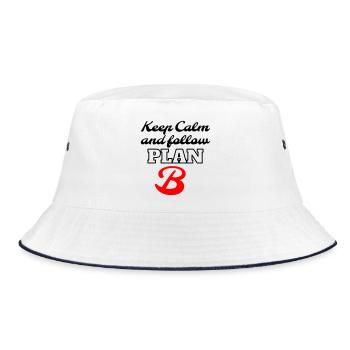 Keep Calm and Follow Plan B – Retro Lettering - Bucket Hat - Weiß/Navy - Vorne