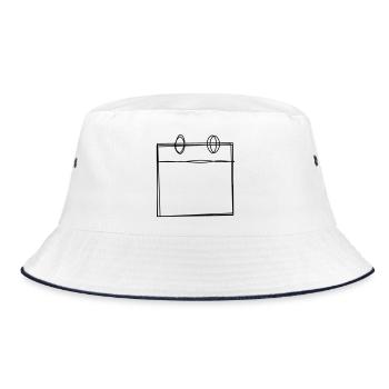 Kalenderblatt handgezeichnet - Bucket Hat - Weiß/Navy - Vorne