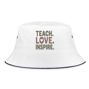 Lehren, Lieben, Inspirieren - Bucket Hat - Weiß/Navy - Vorne
