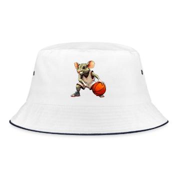 Ratte Basketball - Bucket Hat - Weiß/Navy - Vorne