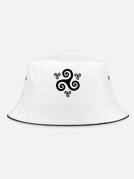 Schwarze bretonische Triskelionen - Bucket Hat - Weiß/Navy