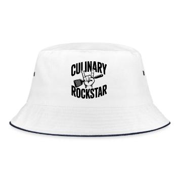 Kulinarischer Händler - Bucket Hat - Weiß/Navy - Vorne