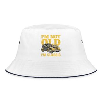 Oldtimer Classic Car Vintage Auto Lustiges Motiv - Bucket Hat - Weiß/Navy - Vorne