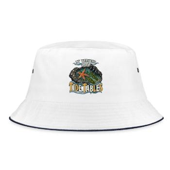 Mein Wochenende hat Gezeitentabellen - Bucket Hat - Weiß/Navy - Vorne