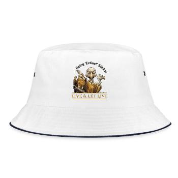 Drei Geier vor der Ausrottung: Live & Let Live - Bucket Hat - Weiß/Navy - Vorne