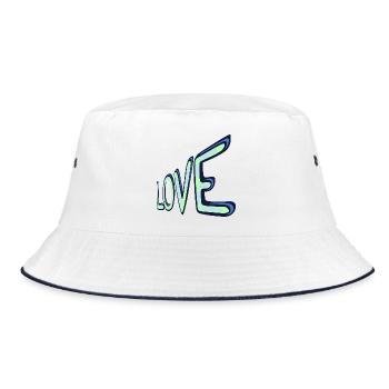 Liebes Neon Schriftzug - Bucket Hat - Weiß/Navy - Vorne