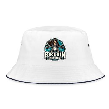 Bikerin Aus Leidenschaft - Bucket Hat - Weiß/Navy - Vorne