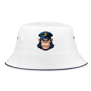 Affen Polizei - Bucket Hat - Weiß/Navy - Vorne