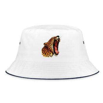 Intensive-farbger Leopardenkopf Roar - Bucket Hat - Weiß/Navy - Vorne