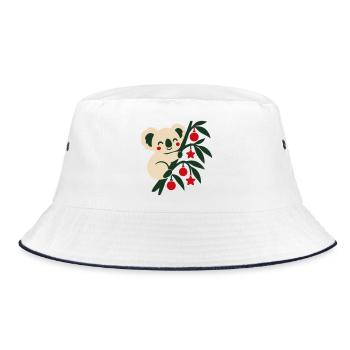Koala Weihnachten Illustration - Bucket Hat - Weiß/Navy - Vorne