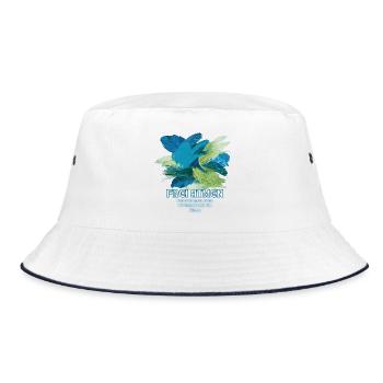 Frei Atmen – Farbexplosion mit Spruch - Bucket Hat - Weiß/Navy - Vorne