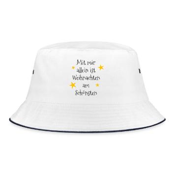 Mit mir allein ist Weihnachten am schönsten - Bucket Hat - Weiß/Navy - Vorne