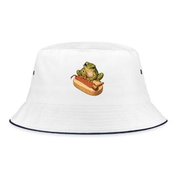 Frosch prägt ein Leder-Lesezeichen - Bucket Hat - Weiß/Navy - Vorne