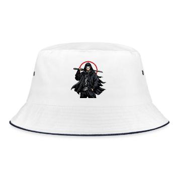 Schwarzer Ninja mit Klinge - Bucket Hat - Weiß/Navy - Vorne