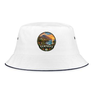 Teneriffa Vulkaninsel Küste Urlaub Sunset - Bucket Hat - Weiß/Navy - Vorne