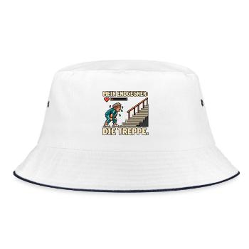 Mein Endgegner: Die Treppe - Bucket Hat - Weiß/Navy - Vorne