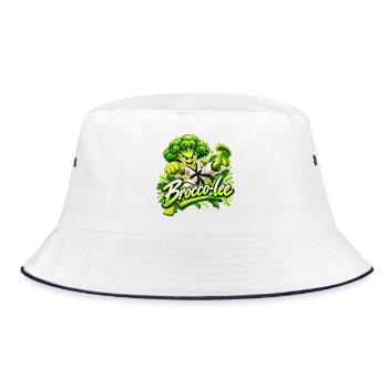 Brocco-Lee Karate Kraft - Bucket Hat - Weiß/Navy - Vorne