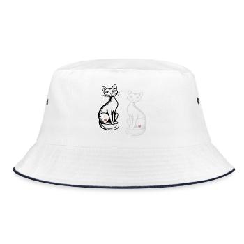 zwei Katzen - Bucket Hat - Weiß/Navy - Vorne
