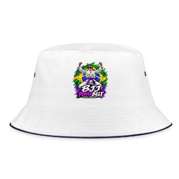 BJJ Lila Gürtel seit Ewigkeiten - Bucket Hat - Weiß/Navy - Vorne