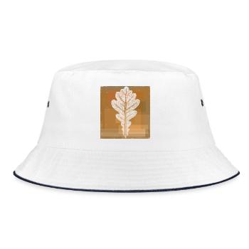 Eichenblatt - Botanisch / Stencil Quadrat Rahmen - Bucket Hat - Weiß/Navy - Vorne