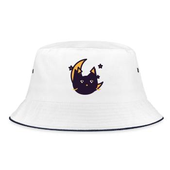 Mondkatze im Traumlicht - Bucket Hat - Weiß/Navy - Vorne