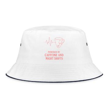 Kaffeeherz für Nachtschichthelden - Bucket Hat - Weiß/Navy - Vorne