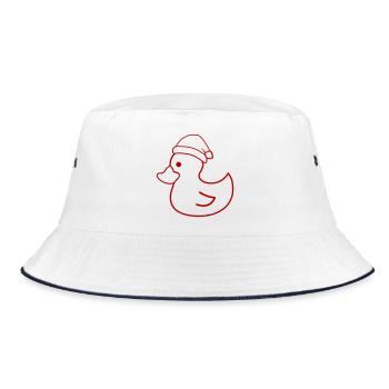 Weihnachtsente Silhouette mit Mütze - Bucket Hat - Weiß/Navy - Vorne