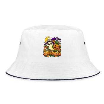 Snailoween – Kürbisschnecke - Bucket Hat - Weiß/Navy - Vorne
