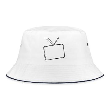 Fernseher handgezeichnet - Bucket Hat - Weiß/Navy - Vorne