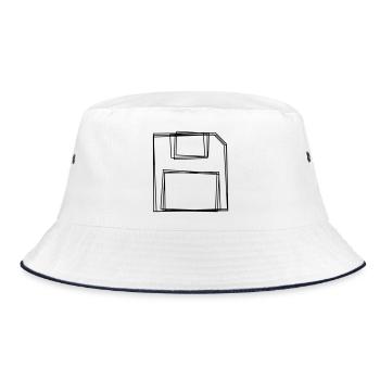 Diskette handgezeichnet - Bucket Hat - Weiß/Navy - Vorne