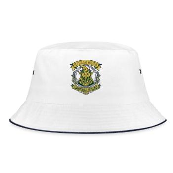 Goblin Fashion Mushroom Forager Pilze Sammeln T-Shirt - Bucket Hat - Weiß/Navy - Vorne