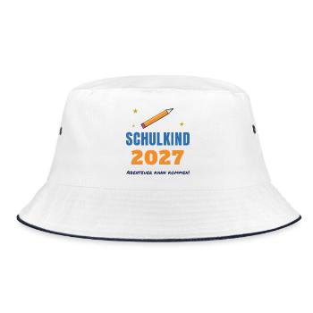 Schulkind 2027 – Einschulung Abenteuer kann kommen - Bucket Hat - Weiß/Navy - Vorne