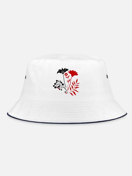 Blumenstrauß  - Bucket Hat - Weiß/Navy