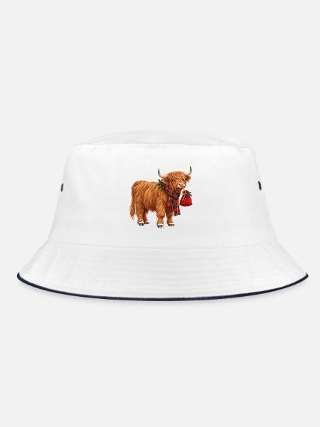 Hochlandrind Weihnachten Highland Cow Geschenk - Bucket Hat - Weiß/Navy