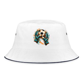 Vivid Soccer-Torwart-Rettungs-Grafik - Bucket Hat - Weiß/Navy - Vorne