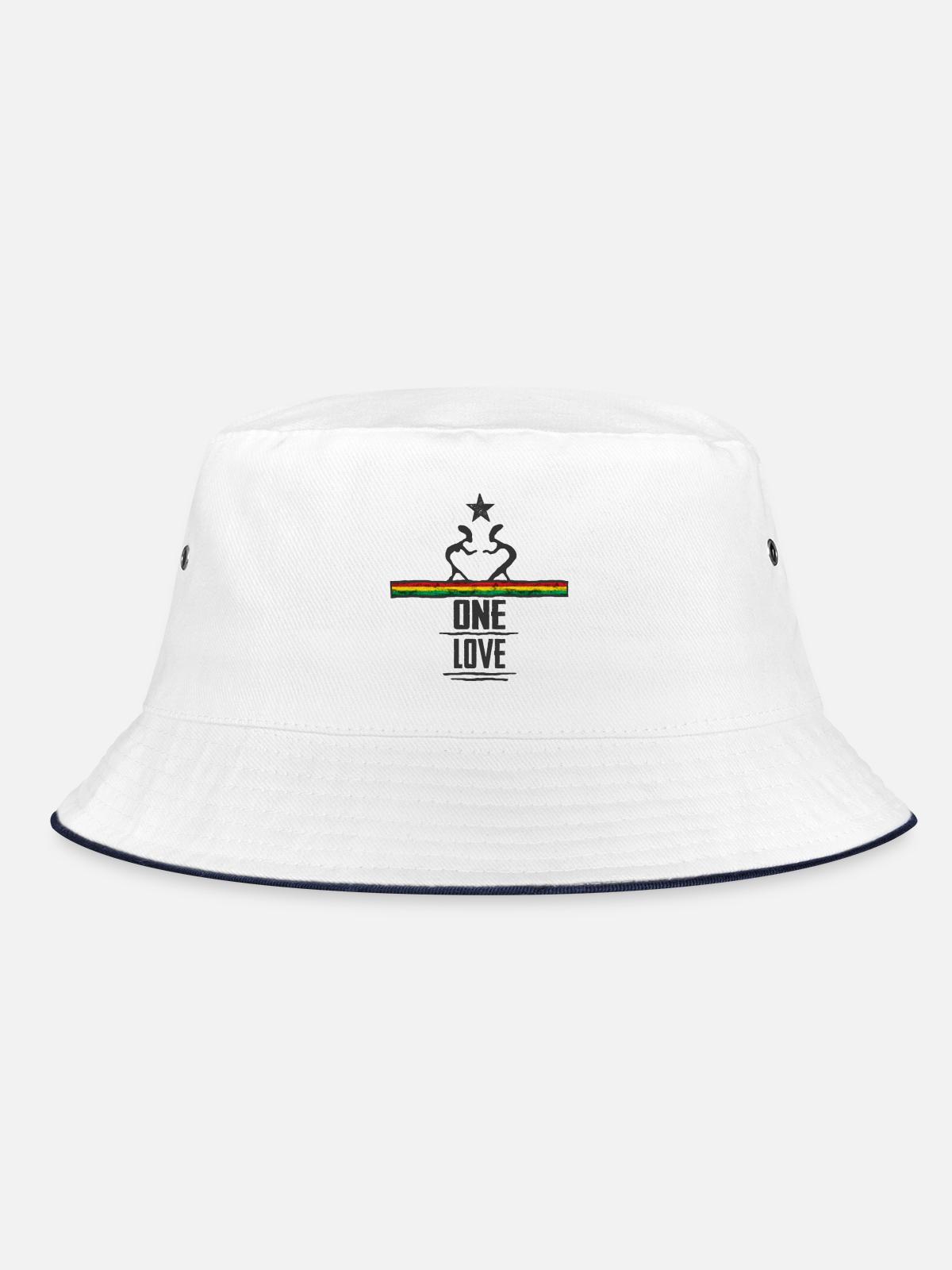 one love reggae - Bucket Hat - white/navy - Front
