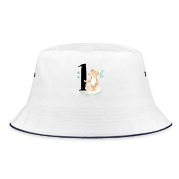 1st birthday, one, first, birthday, first - Bucket Hat - white/navy - Front