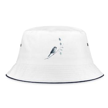 Sparrow on branch - Bucket Hat - white/navy - Front