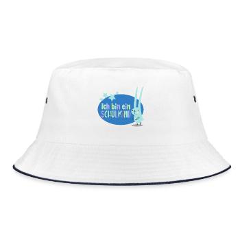 Einschulung, Schule, Schulkind, Kind, ABC-Schütze, - Bucket Hat - Weiß/Navy - Vorne