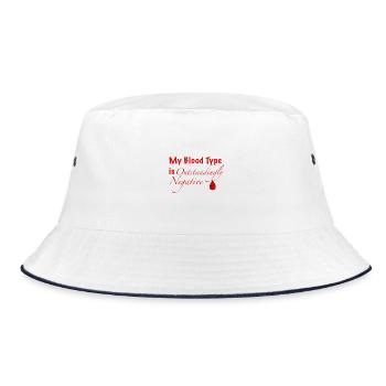 Blood Type O- - Bucket Hat - white/navy - Front
