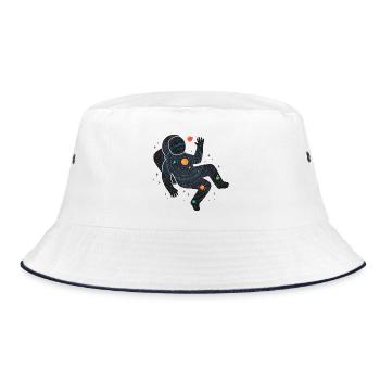 Astronauten-Weltraum-Grafik - Bucket Hat - Weiß/Navy - Vorne