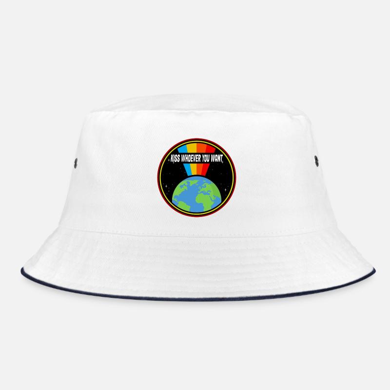 Rainbow Kiss Grafik - Bucket Hat - Weiß/Navy