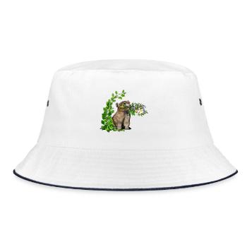 little whistling hare - Bucket Hat - white/navy - Front