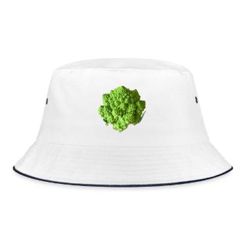 Romanesco-Brokkolifraktal - Bucket Hat - Weiß/Navy - Vorne