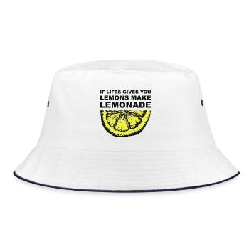 Lemon Lemonade Quote Graphic - Bucket Hat - white/navy - Front