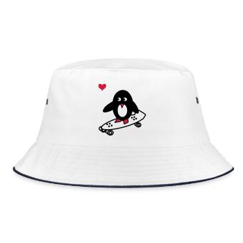Skaterpinguin - Bucket Hat - Weiß/Navy - Vorne